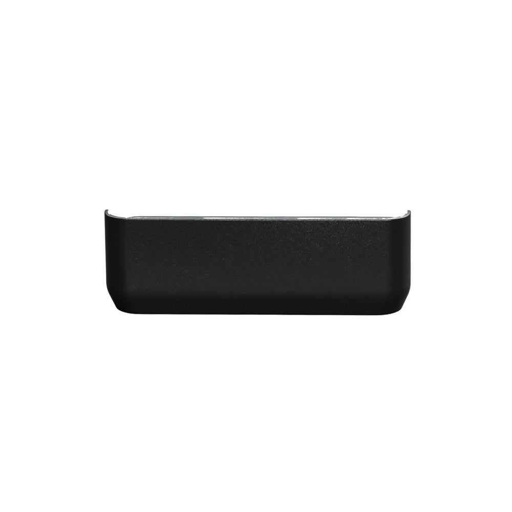 A rectangular black object with a matte finish, viewed from the front, featuring slightly curved edges and a minimalist design. The object is centered on a white background and resembles the sleek look of a Giantz Universal Car Digital GPS Speedometer OBD Heads Up Display Overspeed Warning Alarm.