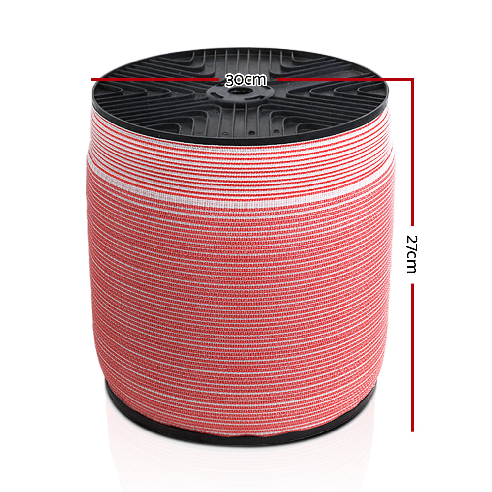 A cylindrical air filter cartridge with black caps on both ends and a red and white striped pleated filter material in between, resembling Giantz Electric Fence Poly Tape 1200M. The design appears compact and sturdy, suitable for filtration systems.