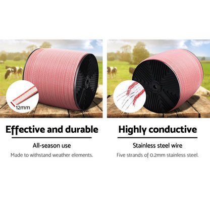 A cylindrical air filter cartridge with black caps on both ends and a red and white striped pleated filter material in between, resembling Giantz Electric Fence Poly Tape 1200M. The design appears compact and sturdy, suitable for filtration systems.