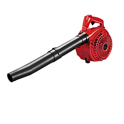 The Giantz Petrol Leaf Blower Garden Vacuum Handheld Commercial Outdoor Tool 36CC features a black nozzle and cylindrical extension tube. Its body includes an air intake grill and a handle for easy operation. Designed for outdoor use, this versatile tool can efficiently clear leaves and debris.