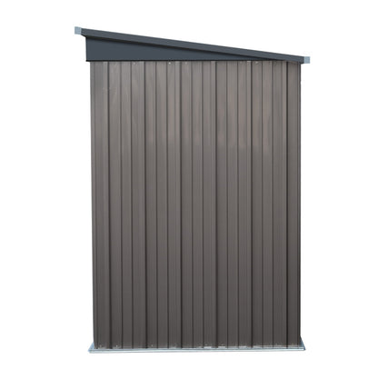 A small, grey Giantz Garden Shed 1.95x1.31M Sheds Outdoor Storage Steel Workshop House Tool Double Door with a slightly slanted roof and open double doors. Constructed from galvanized steel, it reveals a spacious interior perfect for storage. The shed is set against a plain background, offering robust weatherproof protection for your belongings.
