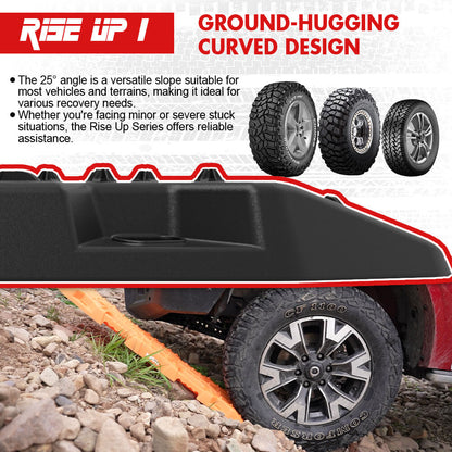 An image displaying four black X-BULL Recovery Tracks Boards 4PCS 12T Sand Snow Mud tracks 4WD Car Truck RISEUP with textured surfaces, arranged vertically. Below the tracks are two black carry bags with red accents and the X-BULL 4x4 logo, along with four leashes with metal clips. Text reads "4PCS RECOVERY TRACKS 2X CARRY BAGS 4X LEASHES".