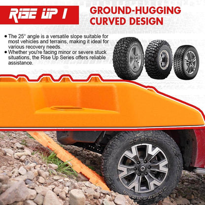 The image displays four orange X-BULL 4X4 Recovery Tracks Boards 4PCS Sand Mud Snow Tracks Car Truck 4WD RISEUP lined up vertically. At the bottom, there are two black carrying bags and four black leashes. The text at the top right reads, "4PCS RECOVERY TRACKS, 2X CARRY BAGS, 4X LEASHES." The X-BULL logo is shown top left.