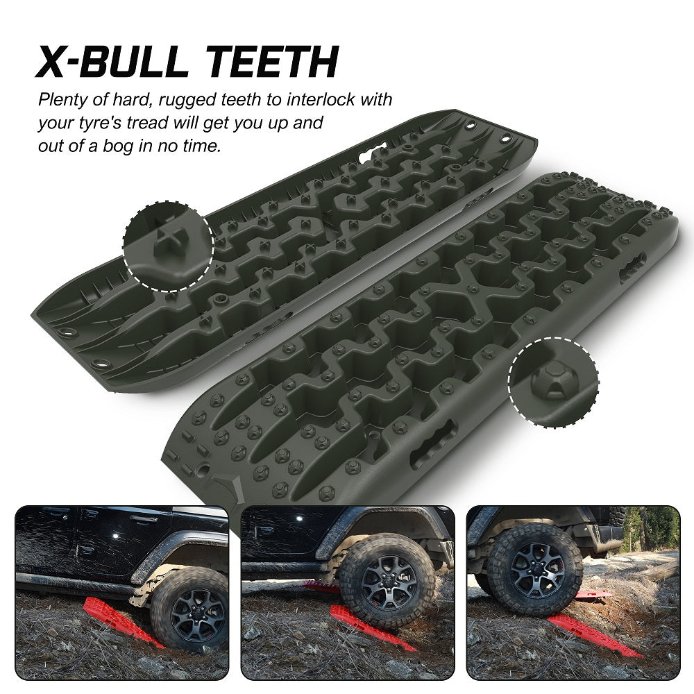 X-BULL 4x4 Recovery Tracks Boards Sand Truck Mud 4WD Gen3.0 Green/ Tyre Tire Deflator