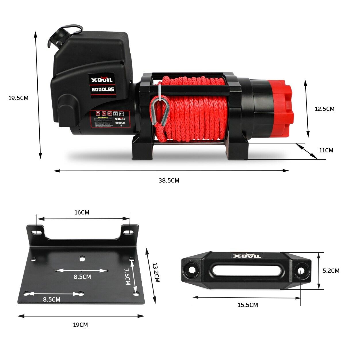 X-BULL Electric Winch 6000LBS 12V BOAT Synthetic Rope Wireless Remote 4WD ATV UTV