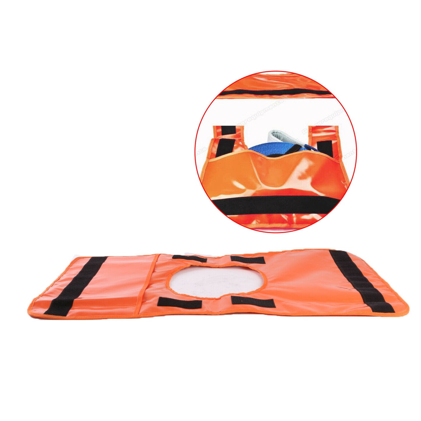 An orange safety vest with reflective strips and the brand name "X-BULL Winch Damper Cable Cushion Recovery Safety Blanket 4x4 Car Off-Road" printed in white on the front center, resembling a recovery damper in its robust design. The vest is outlined with black piping and is partially folded at the shoulder area, creating a 3D look against a white background.