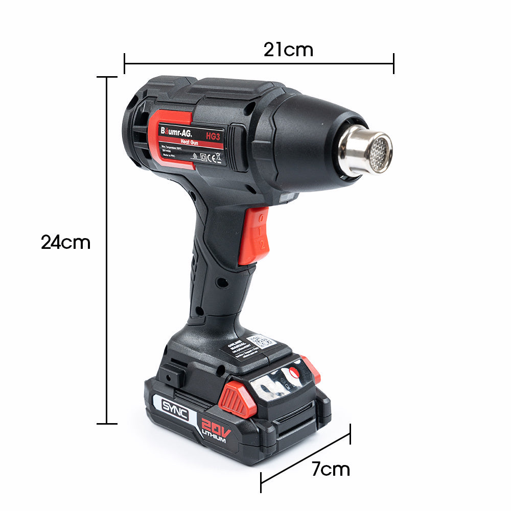 BAUMR-AG HG3 20V SYNC Cordless Power Heat Gun, with Battery and Fast Charger Kit