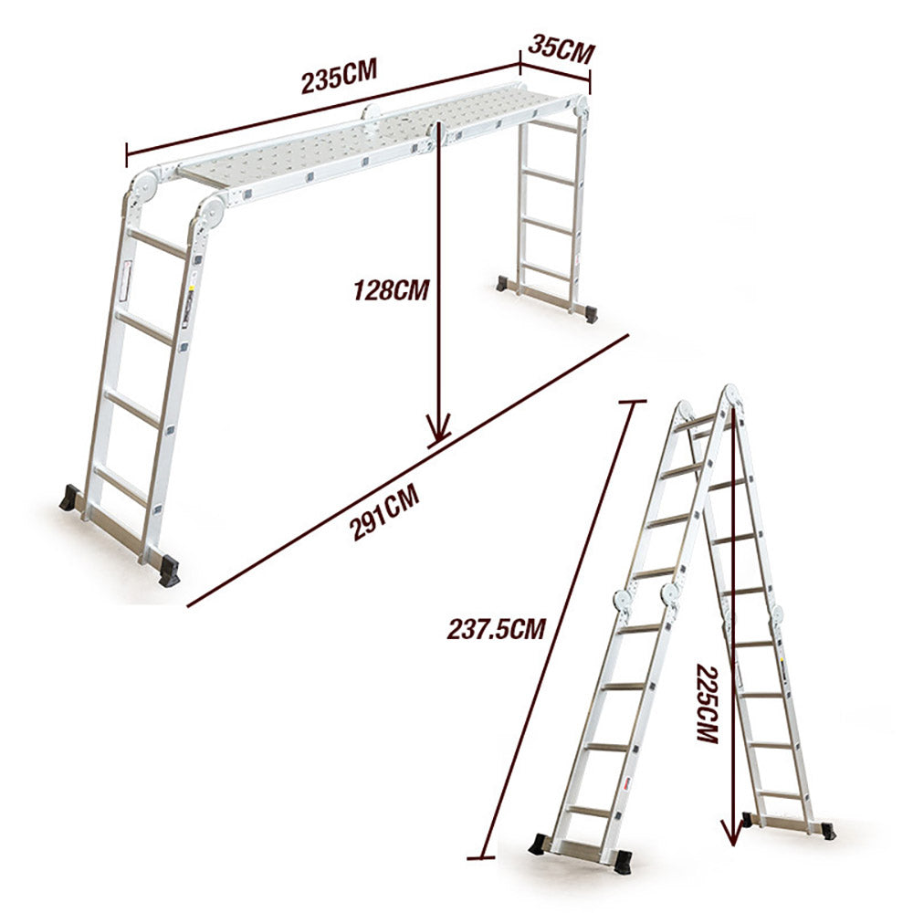 BULLET Pro 4.7m Multi-Purpose Ladder Aluminium Extension Folding Adjustable Step