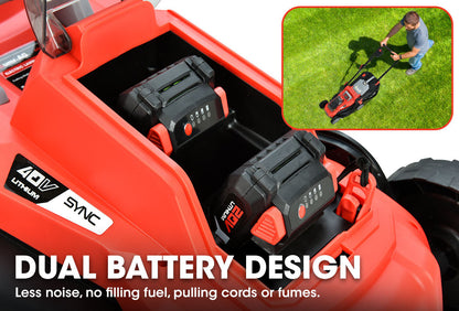 BAUMR-AG 40V Electric Cordless Lawn Mower Kit Battery Powered w/ 2x 2.0Ah Lithium Batteries