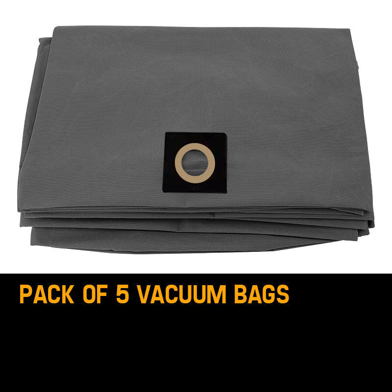 A folded, dark grey cloth with a small, black square patch featuring a circular symbol in the center. The cloth appears textured and neatly arranged, with the patch positioned towards one corner. Ideal for use alongside UNIMAC 60L Wet & Dry Vacuum Cleaner - 5x Paper Filter bags Dust Replacement for optimal convenience.