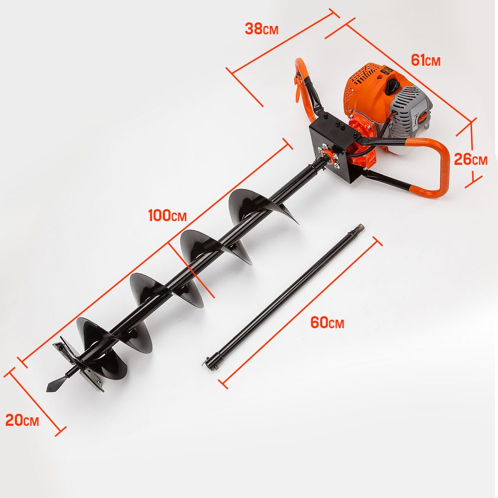 Baumr-AG Post Hole Digger 62CC Posthole Earth Auger Fence Borer Petrol Drill Bit