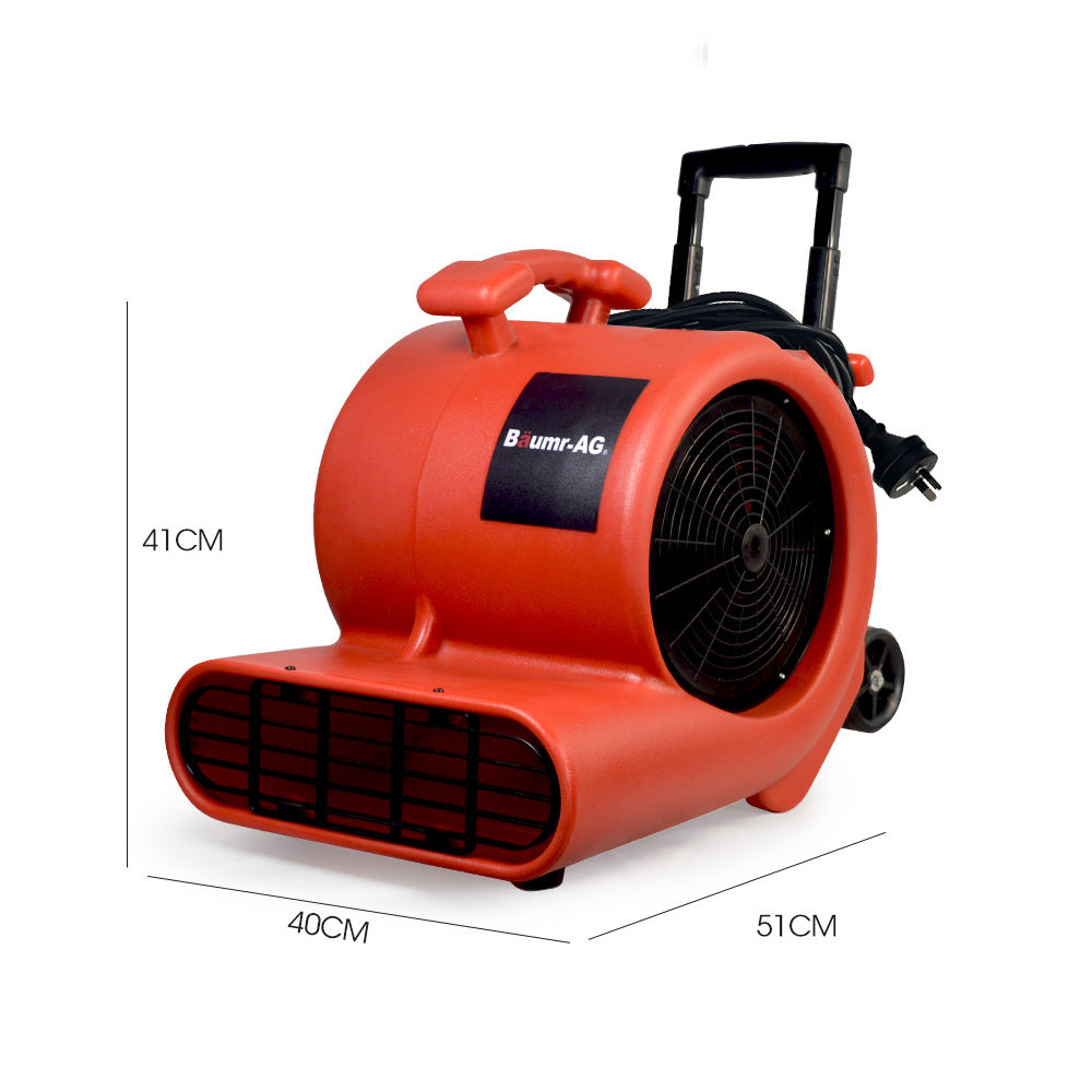 Baumr-AG 3-Speed Carpet Dryer Air Mover Blower Fan, 1400CFM, Sealed Copper Motor, Poly Housing, Telesscopic Handle and Wheels