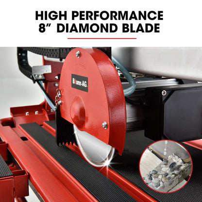 BAUMR-AG 800W Electric Tile Saw Cutter with 200mm (8") Blade, 720mm Cutting Length, Side Extension Table