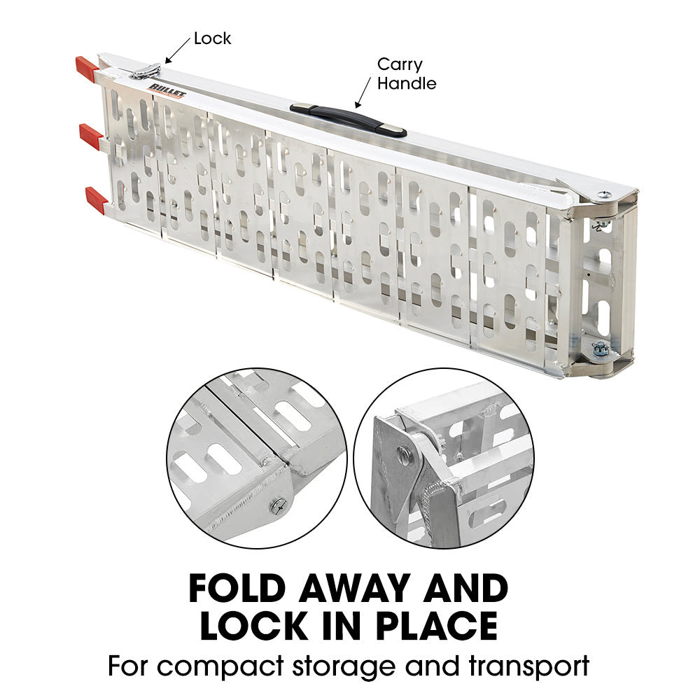 BULLET 2.3m Aluminium Loading Ramps, 680kg Rated, for Trailer ATV Quad Bike Buggy, 2 Pieces