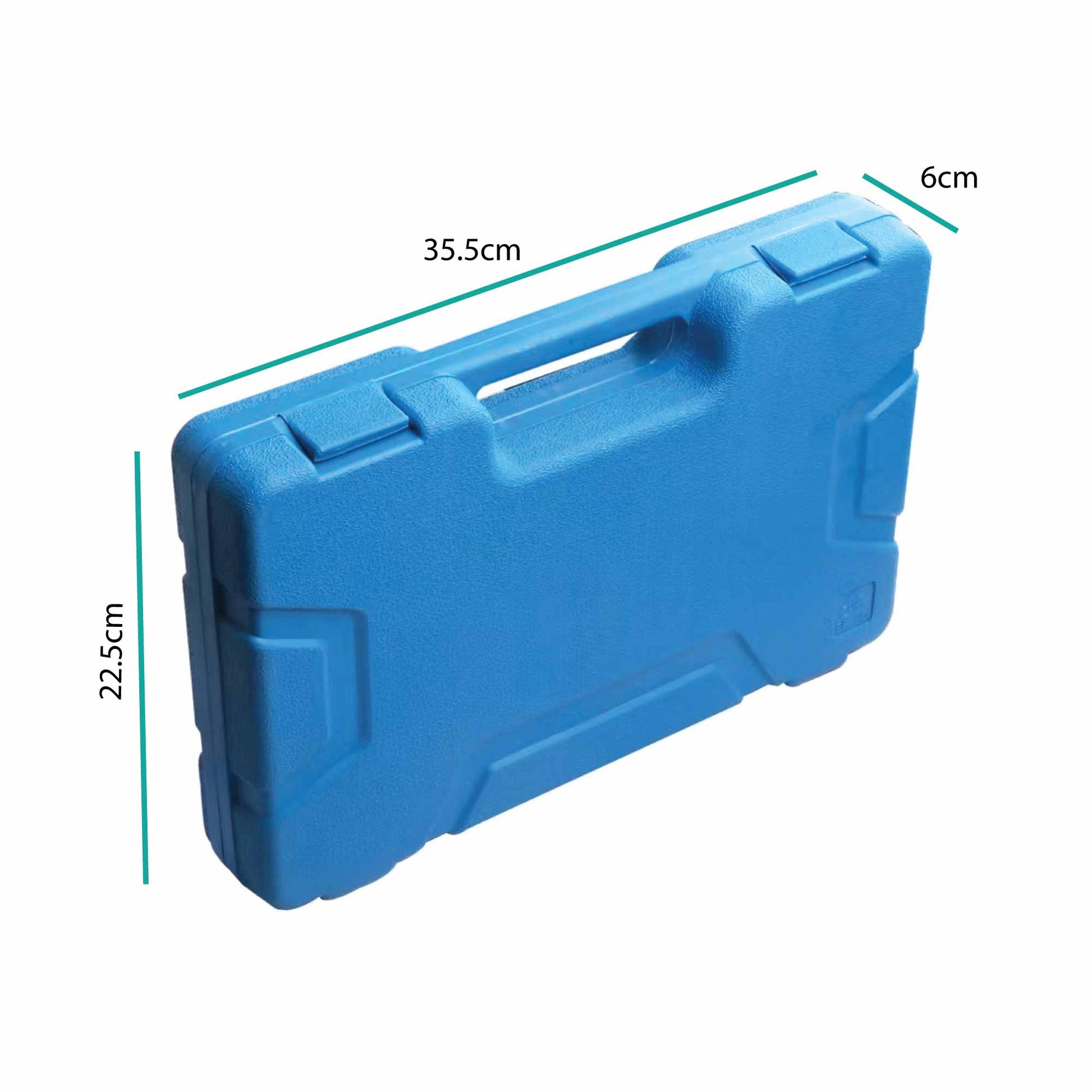 A blue plastic carrying case containing a 110 Pcs Riverter Nutsert Tool Set 13" Hand Gun Rivet Nut Rivnut M3-M12 Mandrel. The set includes the rivet nut tool with black handles, multiple interchangeable mandrels, and assorted rivet nuts, all neatly organized in separate compartments. The advanced material case is open and shown from above.