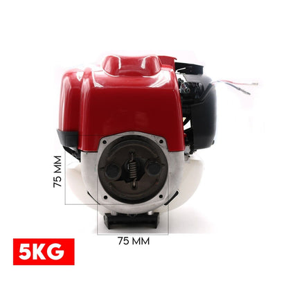 Image of a red 4-stroke 35cc GX35 engine motor. The motor has a black base with a label that reads "King Tech GX35". The letters "OHC" are embossed on the red casing. Known for its fuel-efficient performance and low vibration, this 360° 4-stroke engine is set against a plain white background with text above reading "4 Stroke / 4 Stroke Engine Honda Gx35 Copy Motor Brushcutter Trimmer Brush Cutter".