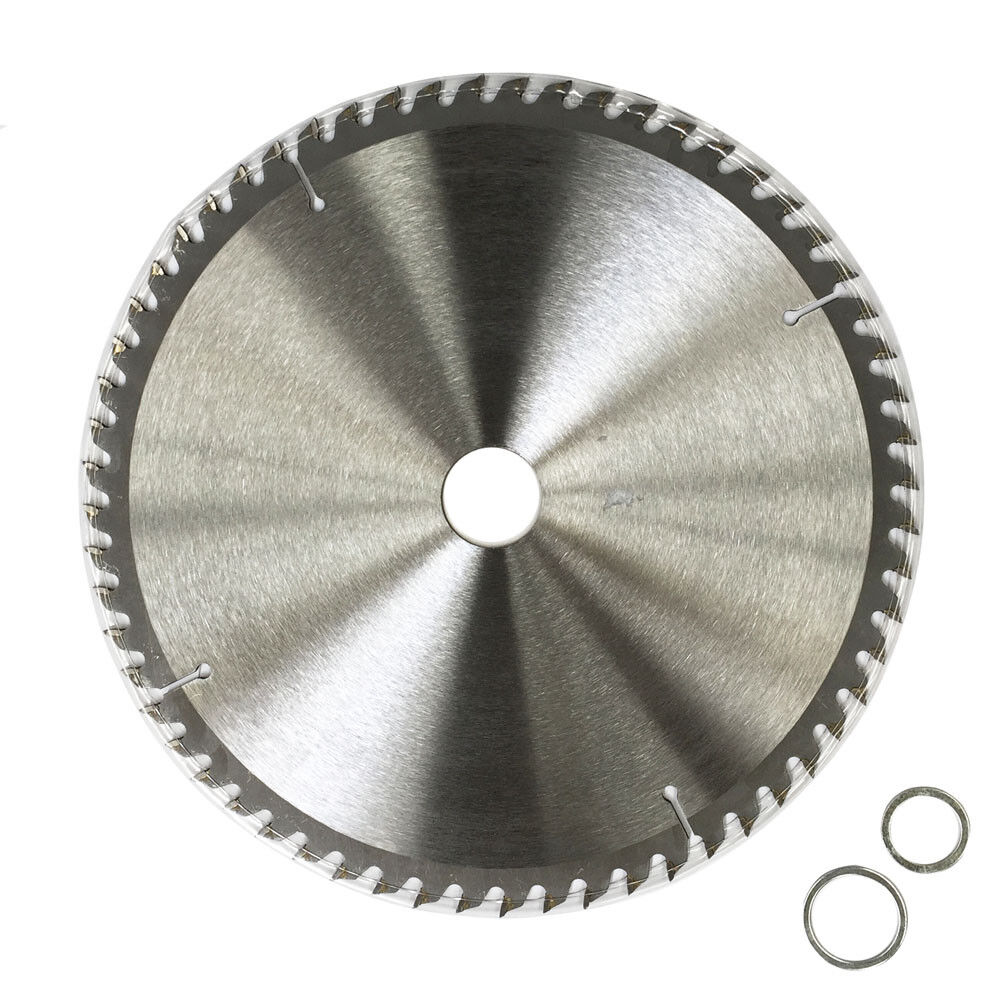 Close-up of a 2x TCT Circular Wood Saw Blade Cutting Disc 60T 10" 250mm TCT Timber ATB Sharp labeled "WDMate Australia Seller" with specifications including 10" x 60T x 30. This general-purpose blade for wood has multiple teeth, a center hole, and two small metal rings beside it. Various icons and a QR code are printed on the blade's center.