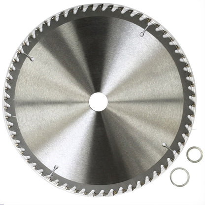 A Timber Cutting Disc Wheel 12" 300mm Circular Saw Blade 60T 30mm ATB Wood Sharp with a label in the center reading "WDMATE Australia Seller." The tungsten carbide tipped blade boasts numerous sharp teeth around the edge. Two small metal washers are placed next to the blade.