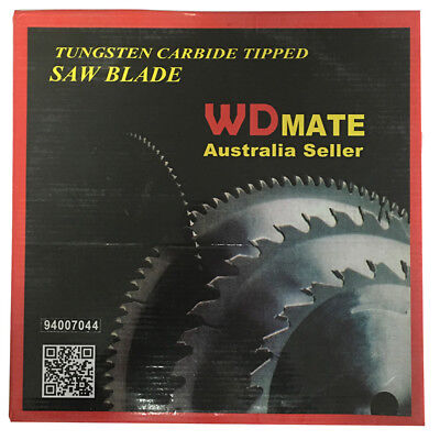 A Cutting Disc 12" 300mm 100T Circular Saw Blade 2mm30/25.4 TCG Aluminium Plastic labeled "WDMATE Australian Seller" with specifications such as MTS 305, 100t, 12'' x100T x1''30, and a max speed of 4800 RPM. Ideal for aluminium cutting or plastic cutting, the blade features evenly spaced teeth around the edge and a central hole for mounting.