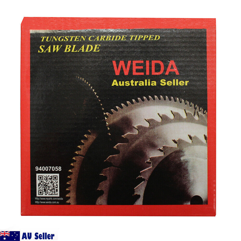 A 2x 160mm 40T Wood Circular Saw Blade Cutting Disc 6-1/4" Bore 25.4/22.2mm K2.5mm labeled "WEIDA" features details for a wood circular saw blade, including item number MTS 160 40 and a maximum speed of 9600 rpm. The cutting disc has a central hole and two additional circular washers, with an "AU Seller" icon in the bottom left corner.