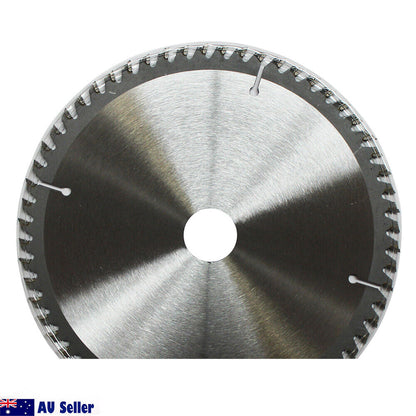 A circular saw blade labeled "WEIDA" featuring specifications MTS 185.60 and 7 1/4" x 60T x 25.4. This tungsten carbide tipped (tct), ***2x 185mm 60T Wood Circular Saw Blade Cutting Disc 7-1/4" Bore 25.4/22.23mm K2.5m*** is accompanied by a QR code, barcode (94007060), two washers, and an "AU Seller" icon in the bottom left corner.

