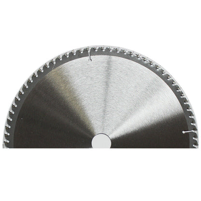 A circular saw blade labeled "2x 300mm 80T Wood Circular Saw Blade Cutting 12" Bore 30/25.4/22.23 mm K3.2mm" with specifications including 12"x80Tx30 and a max speed of 5100 min. The center features a QR code and additional text. This silver, metallic, tungsten carbide tipped (TCT) cutting disc comes with two small metal rings beside it.