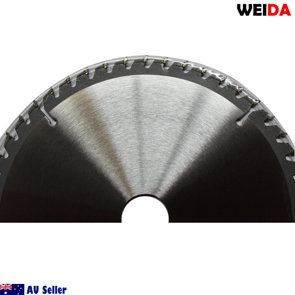 A circular saw blade with 48 tungsten carbide tipped teeth, branded "WEIDA." It is 216mm in diameter and has a 30-mm bore. The 216mm 48T Wood Circular Saw Blade Cutting Disc 8-1/2” Bore 30/25.4mm 2.5mm Kerf is labeled with various specifications and symbols, including "EN 13236," a QR code, setup rings, and "AU Seller" text in the bottom left corner.