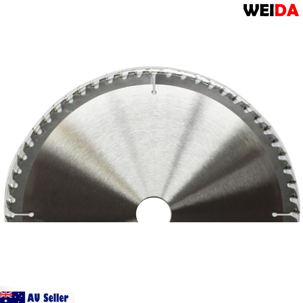 A product box for a 254mm 60T Wood Circular Saw Blade Cutting 10’’Bore 30/25.4/22.2mm Kerf 2.8mm Cut from the brand WEIDA. The red and black box features an image of saw blades, text reading "WEIDA Australia Seller," "94007089," and an Australian flag with "AU Seller" at the bottom left. This blade boasts 60 teeth for precise cutting.
