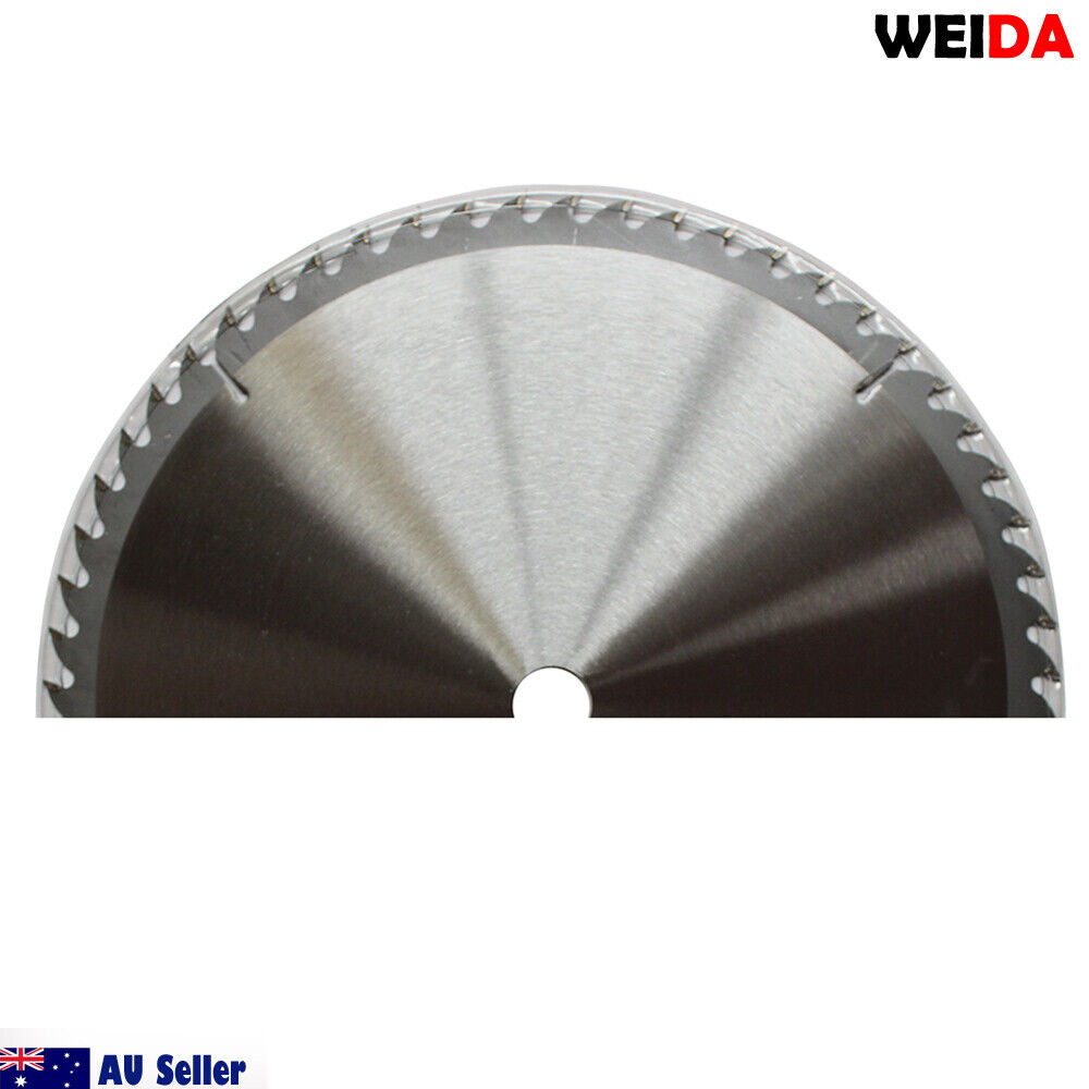 A 400mm Wood Circular Saw Blade Cutting Disc 16’’ 60T Bore 30/25.4/22.23mm K 3.5mm with the brand name "WEIDA" printed on it. The cutting disc features technical specs like "16'' x 60T x 30." Two metal rings are positioned on either side of the blade, and the "AU Seller" logo is visible.