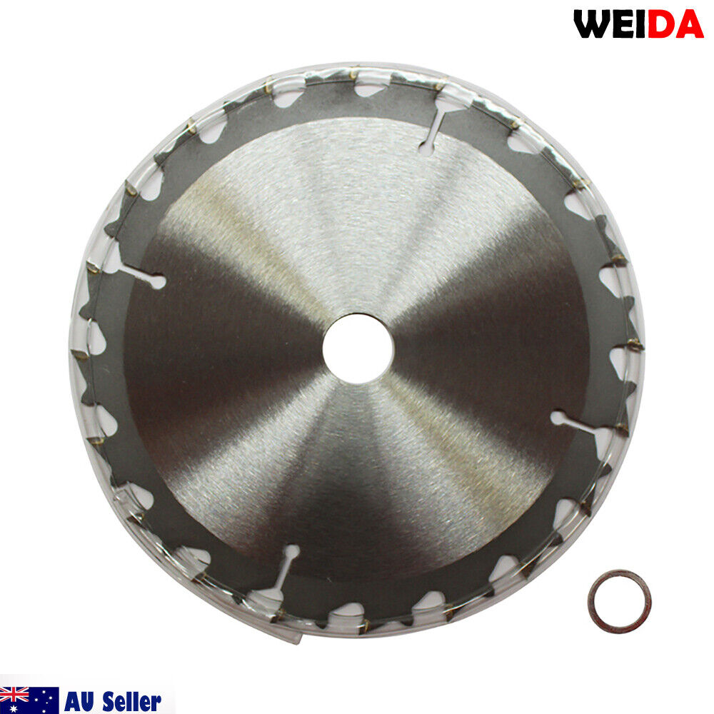 160mm Wood Circular Saw Blade Cutting Disc 6-1/4" 20T Bore 20/16mm K 1.6mm labeled "WEIDA," designed for an Australian seller. The 6.5-inch diameter blade, perfect for wood cutting, boasts specifications MTS 160x20 and 94007095. Featuring tungsten carbide tipped teeth, it includes an attachment ring and displays "AU Seller" alongside the Australian flag.