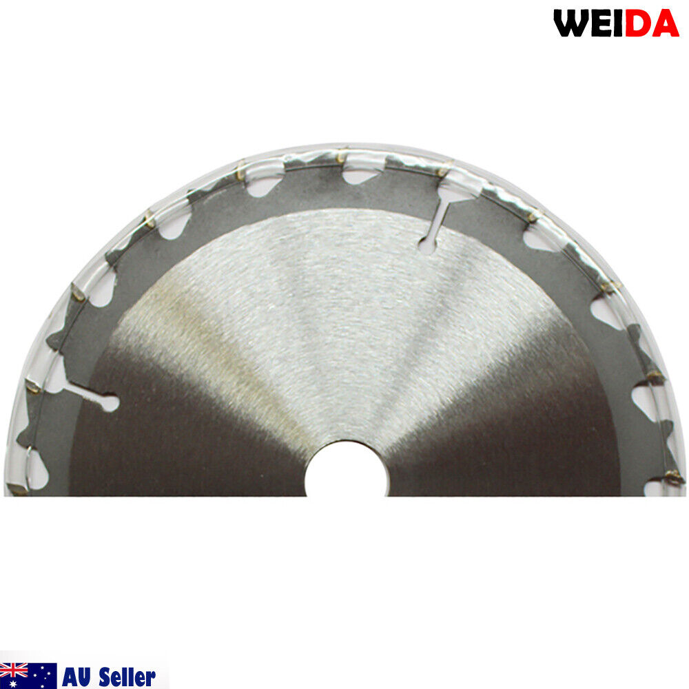 160mm Wood Circular Saw Blade Cutting Disc 6-1/4" 20T Bore 20/16mm K 1.6mm labeled "WEIDA," designed for an Australian seller. The 6.5-inch diameter blade, perfect for wood cutting, boasts specifications MTS 160x20 and 94007095. Featuring tungsten carbide tipped teeth, it includes an attachment ring and displays "AU Seller" alongside the Australian flag.