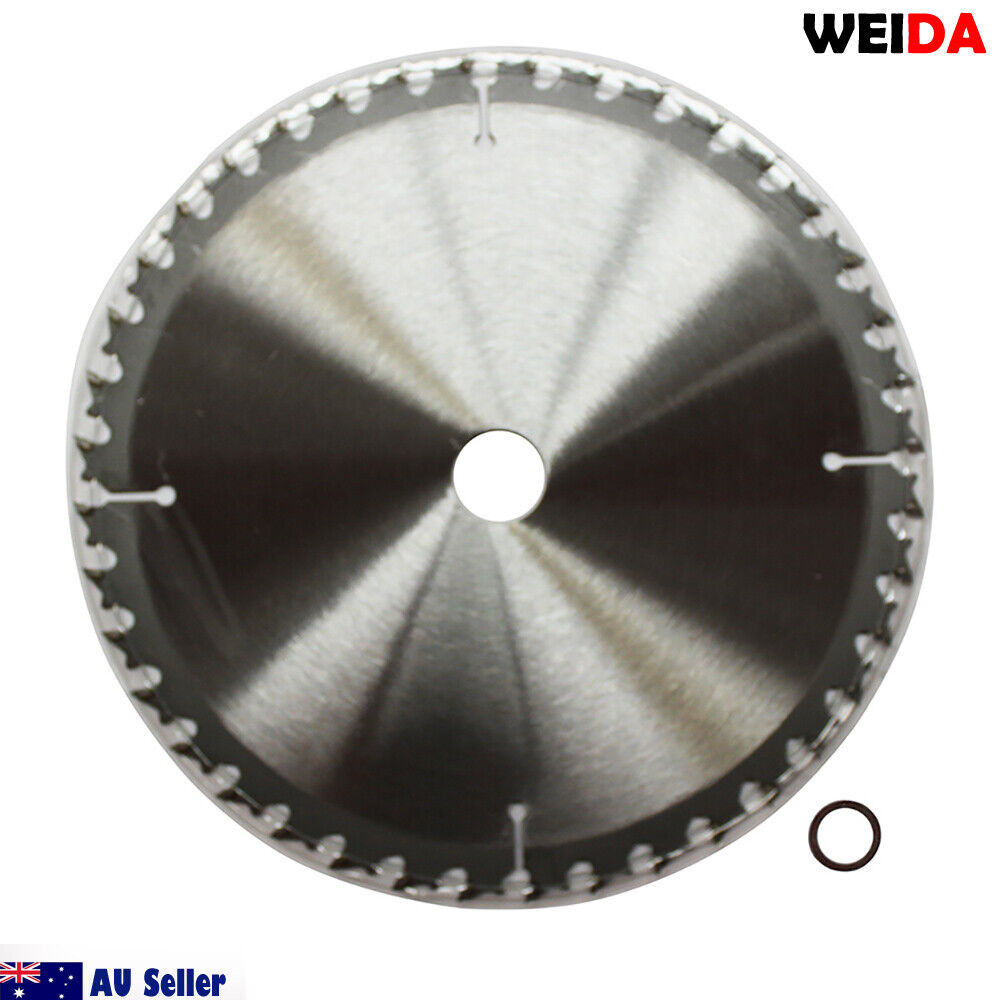 The image shows a 185mm 40T Wood Circular Saw Blade Cutting Disc 7-1/4” Bore 20/16mm Kerf 1.6mm, tungsten carbide tipped for durability. The blade specifications are 7 1/4" x 40Tx20 with product number 94007098. Various icons and text instructions are included, with "AU Seller" and Australia's flag at the bottom. An O-ring is beside the cutting disc.