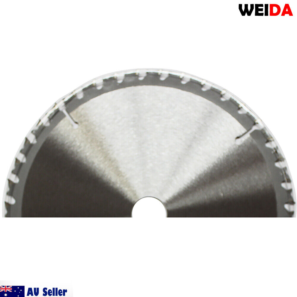 A 210mm 40T Wood Circular Saw Blade Cutting Disc 8-1/4" Bore 25/22.2mm Kerf 1.8mm with sharp tungsten carbide tipped teeth and detailed specifications in the center, including size and maximum speed. A small metal ring is placed next to the cutting disc. The image background is white.