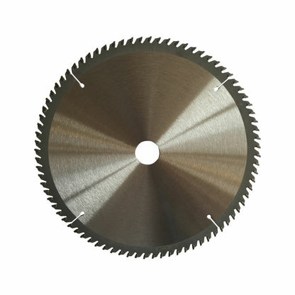 An industrial circular saw blade with the brand name "WEIDA" written on it. The 2x 235mm Wood Circular Saw Blade Cutting Disc ATB 9-1/4" 80T Bore 25.4/22.23 K, tungsten carbide tipped, has markings detailing its size (9 1/4" x 80T x 25.4) and a QR code. Two metal washers are placed next to the blade.