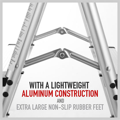 A small, silver, lightweight aluminum frame ladder with black plastic hinges and feet. This 2-Step Portable Folding Ladder, Aluminum Frame Lightweight Home Ladder with Anti Slip Design, 150KG Capacity is designed for indoor use, featuring an anti-slip surface. It is compact and ideal for reaching items on high shelves or completing light tasks around the house.