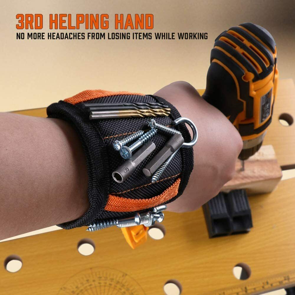 Magnetic Wristband & Universal Socket Grip 7-19mm Magnets Screws Nails Holder