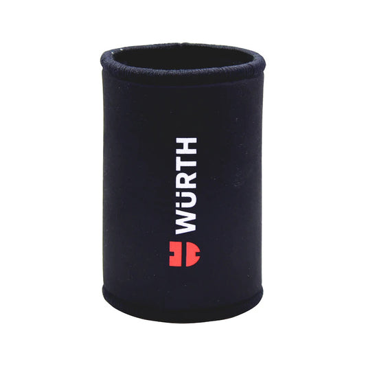 A Wurth Can Stubby Holder Cooler Sleeve with the brand name "Würth" printed vertically in white text, alongside the brand logo in red and white, displayed prominently on the front. Perfect for beer and soda cans, this lightweight cooler has a simple cylindrical design with a soft, insulated texture that ensures a cool temperature.