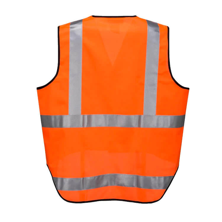 Three **3x HUSKI Hi Vis Patrol Vest 3M Tape Safety Workwear High Visibility Bulk - Orange - 3XL** made with cooling mesh fabric and featuring horizontal and vertical reflective grey stripes. The brand name "Huski" is visible on the label near the collar and at the bottom front of the vests.