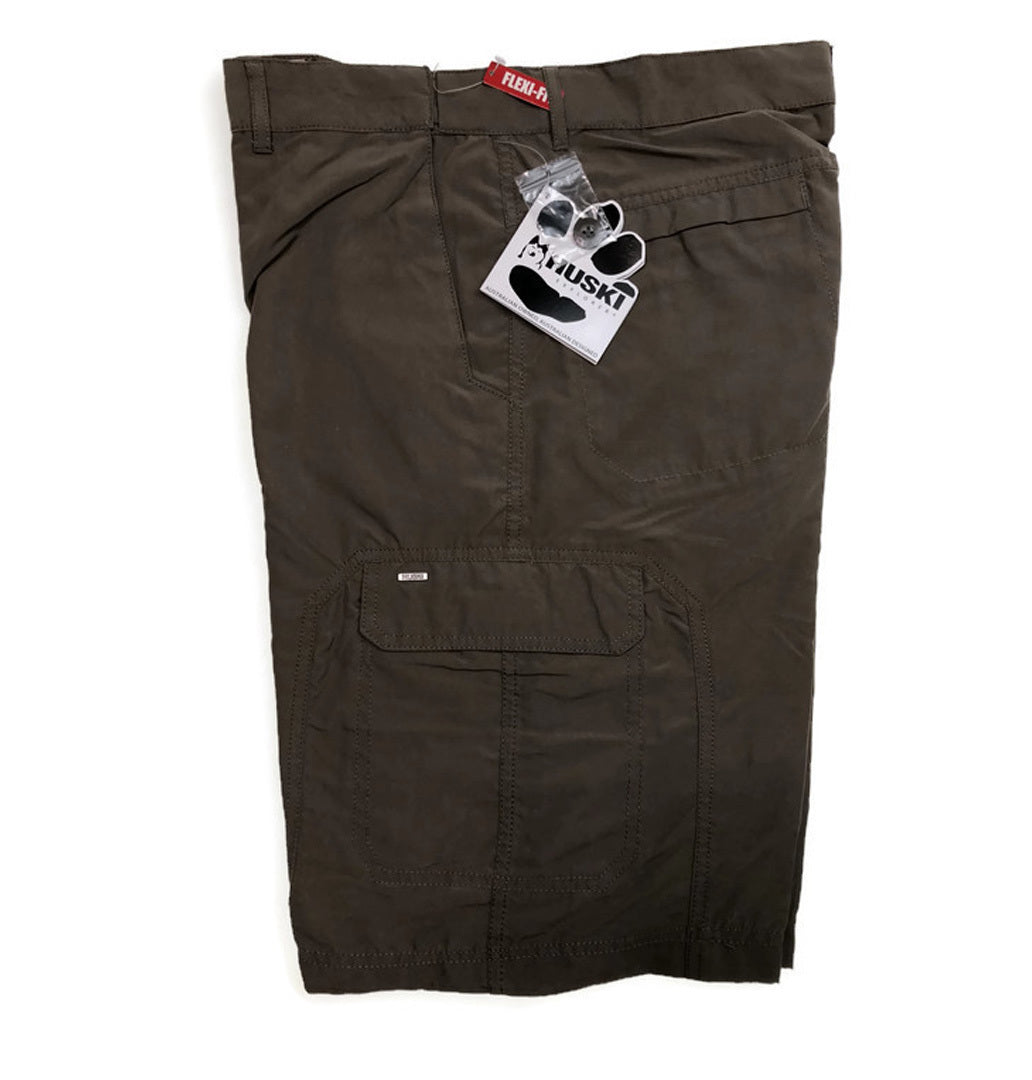 HUSKI Cargo Shorts Mens Cascade Microfibre Flexi Fit Short Army Military 515206 - Clay - 4XL (112cm Waist)