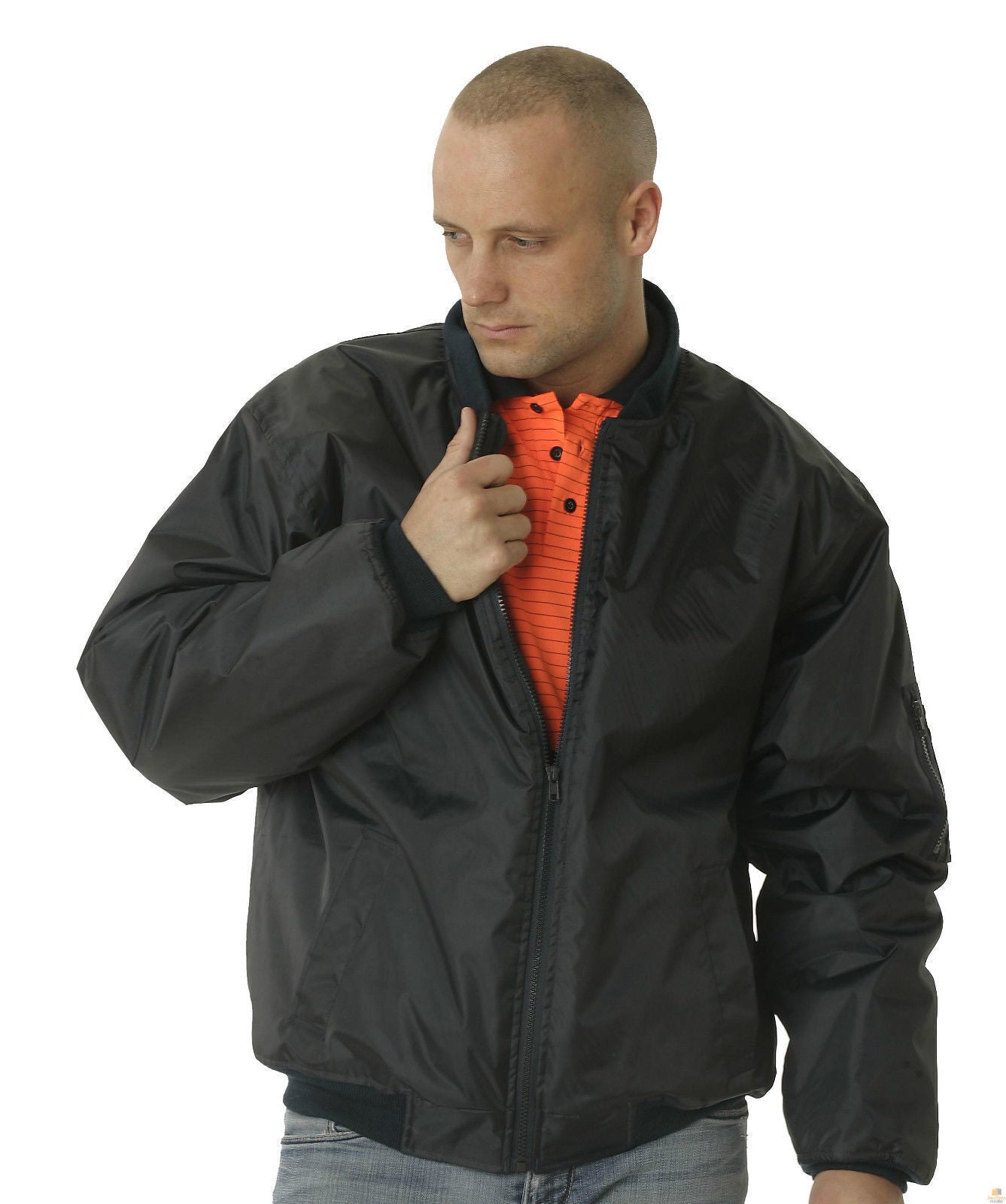 HUSKI Mens Quilted Combat Bomber Waterproof Jacket Windproof Workwear Coat - Black - 6XL