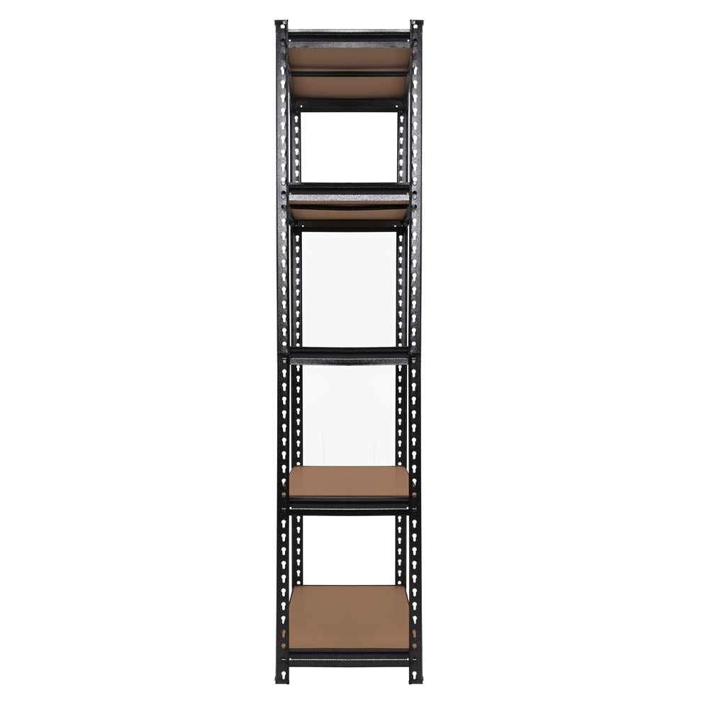 A large, freestanding Giantz 6X1.5M Garage Shelving Warehouse Rack Storage Shelves Pallet Racking with a black frame and brown, five-tiered shelves arranged in a U-shape formation. The heavy-duty steel shelving unit has adjustable beams, suitable for storing various items in a garage, warehouse, or storage room.