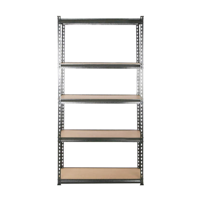 A large, black Giantz 6X1.5M Garage Shelving Warehouse Rack Pallet Racking Storage Shelves with multiple adjustable beams. The heavy-duty steel shelving unit is arranged in a U-shape with three sections, each having five levels of empty shelves made of plywood, all set against a white background.